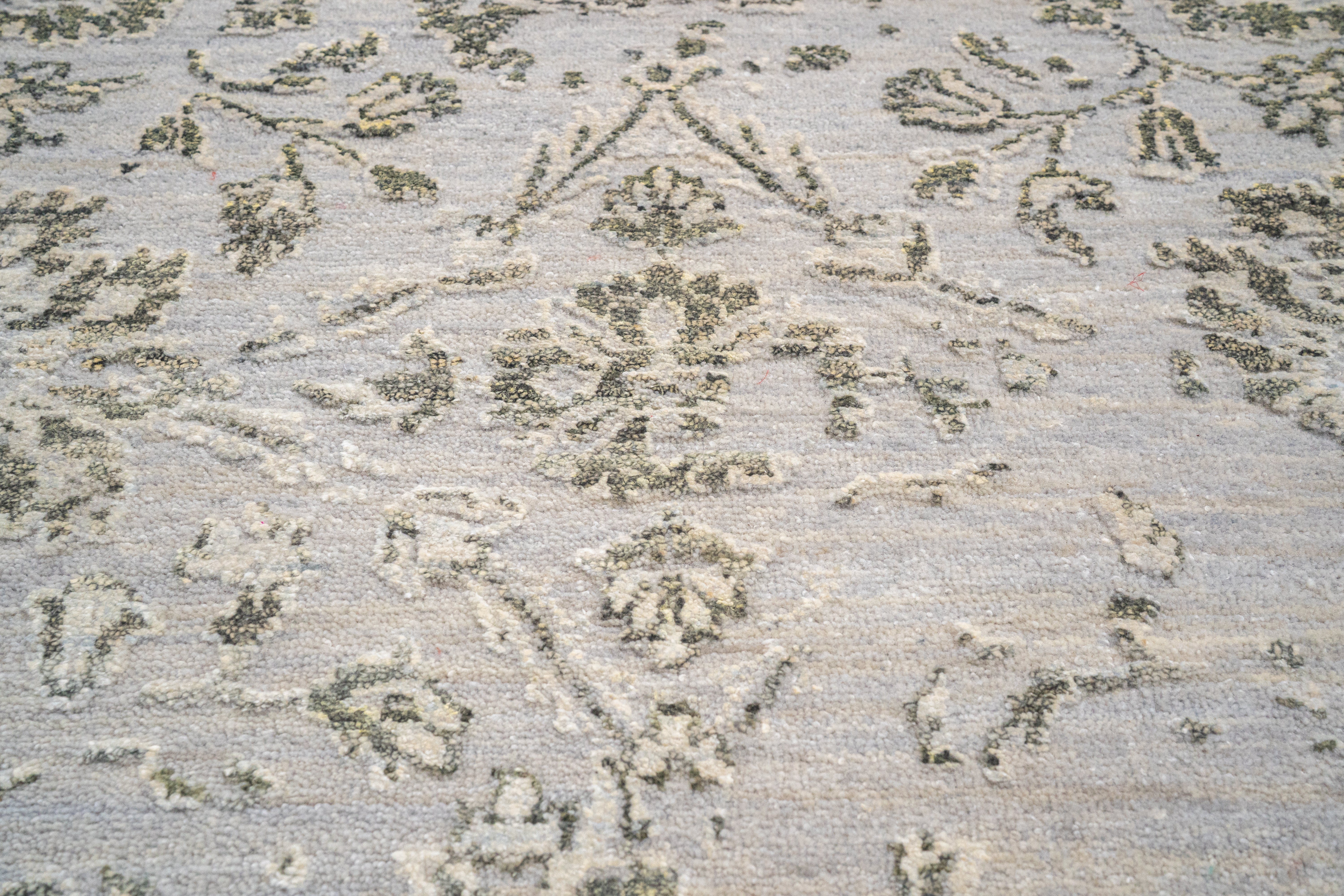 Modern Erased Handknotted Carpet DIA - 0015 M29 Chinese Silver, Shadow & Bone